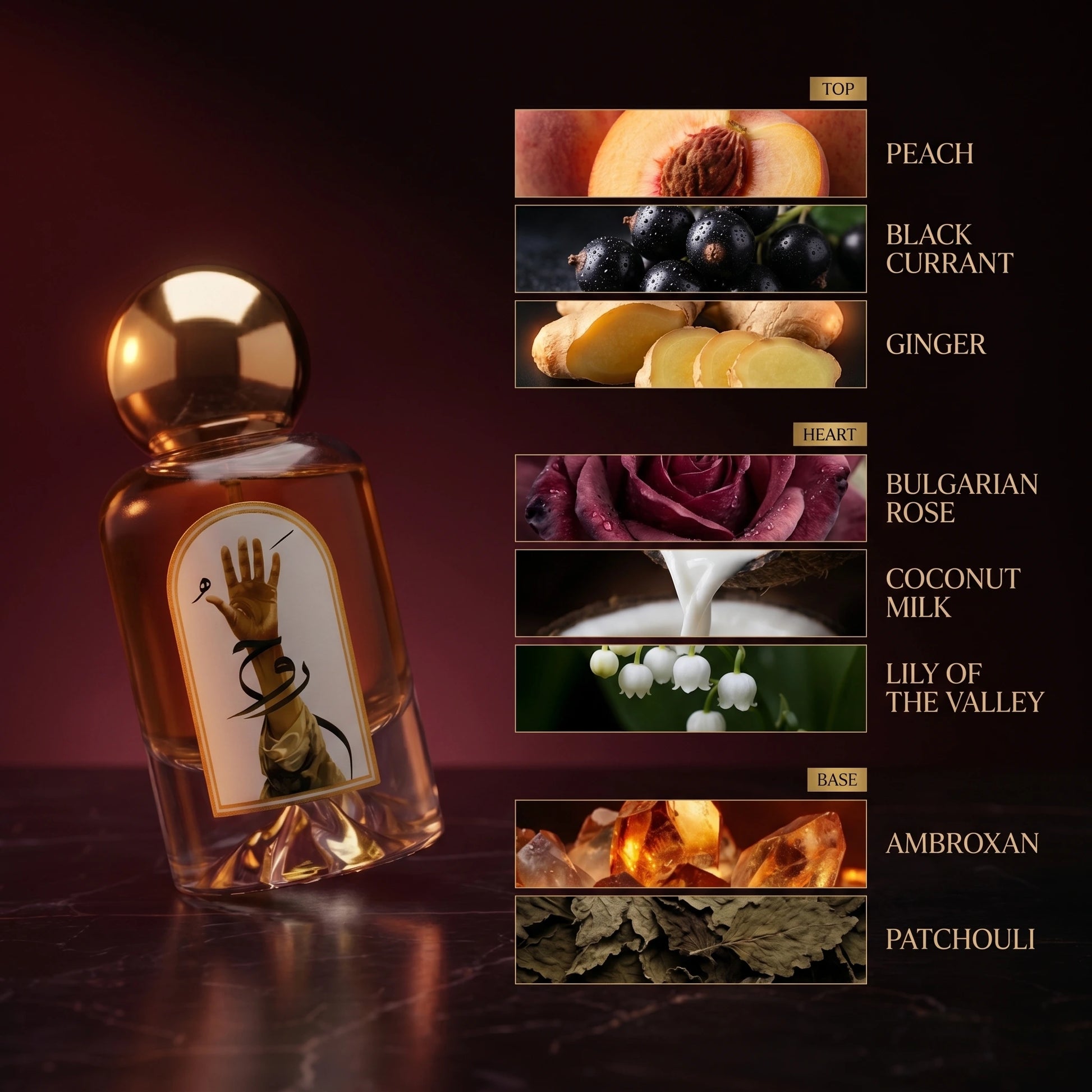 روح notes - مكونات العطر العلوية والوسطى والقاعدية